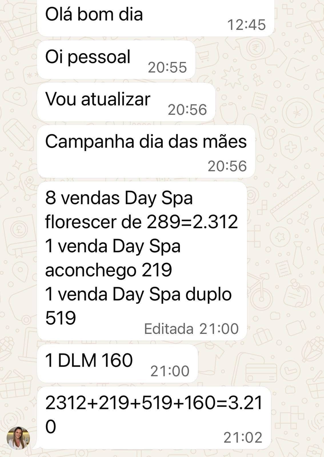 Campanha Dia das Mães: R$ 3.210 em vendas